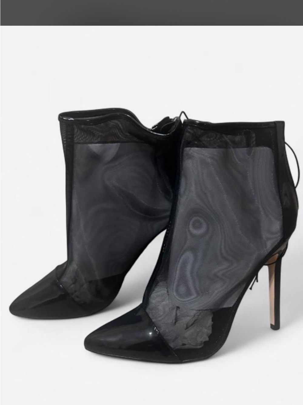 Forever 21 Black Sheer Mesh Pointed Toe Stiletto Booties
